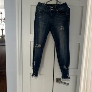 Refuge Black Skinny Jeans with Distressed Details